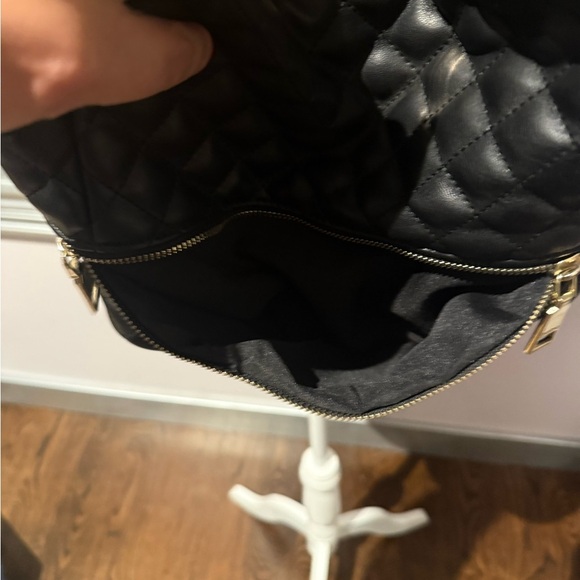 BEBE Brand Quilted Black Backpack - Purse-Gold Hardware Women’s Purse - Picture 12 of 12